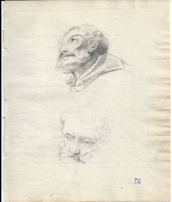 Pintor desconocido - Estudio de cabezas (2). Dibujo de la Escuela Francesa del Siglo XVIII
