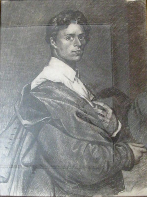 Pintor desconocido - Retrato de Ingres. Dibujo de la Escuela Francesa del Siglo XIX.