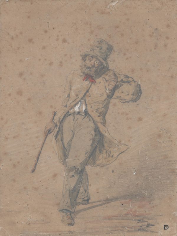 Honoré Daumier - Personaje. Dibujo de la Escuela Francesa del Siglo XIX.