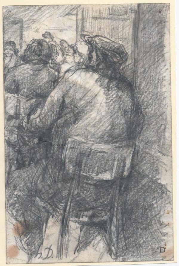 Honoré Daumier (atribuido) - Representación. Dibujo de la Escuela Francesa del Siglo XIX.