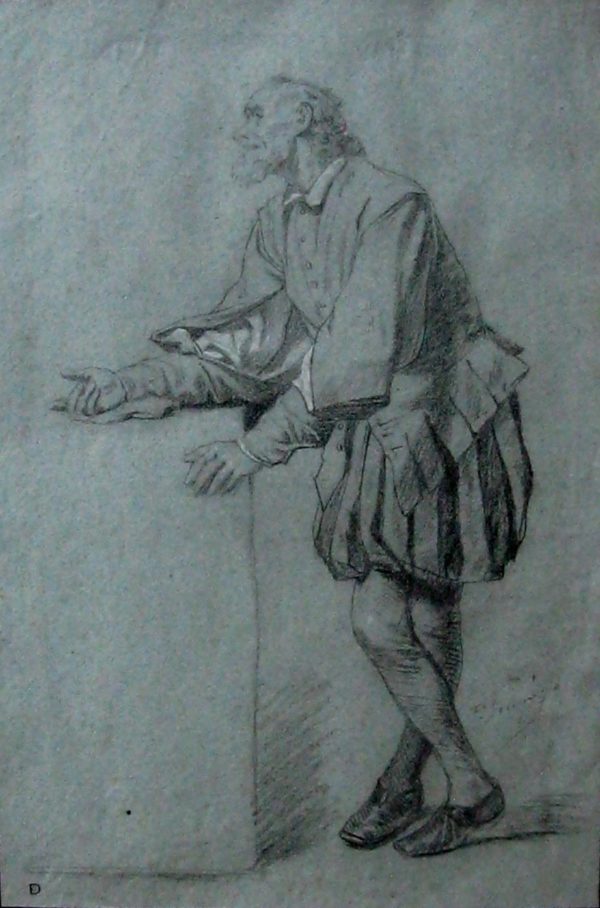 Dibujo a lápiz sobre papel. Escuela de Pintura Española del Siglo XIX.
