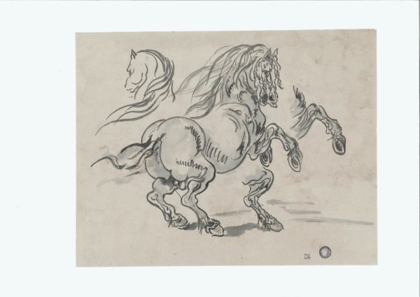 Theodore Gericault (Seguidor/Círculo) - Estudio de caballo. Dibujo de la Escuela Francesa del Siglo XIX.