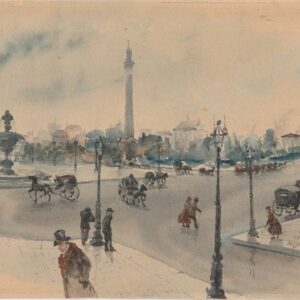 Giuseppe De Nittis - Place de la Concorde (París). Acuarela