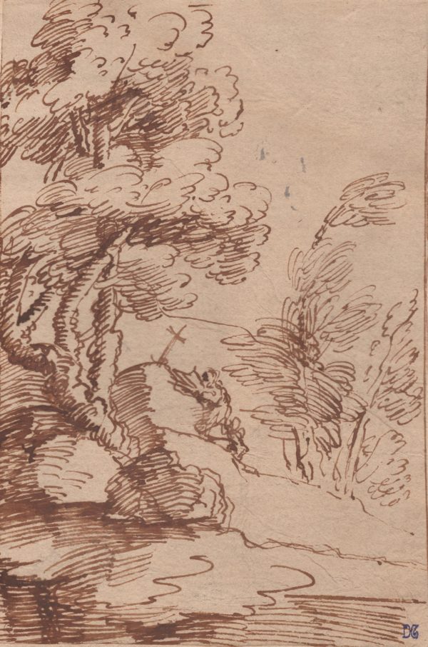 Giovanni Francesco Barbieri (Guercino) - Paisaje rural. Pluma