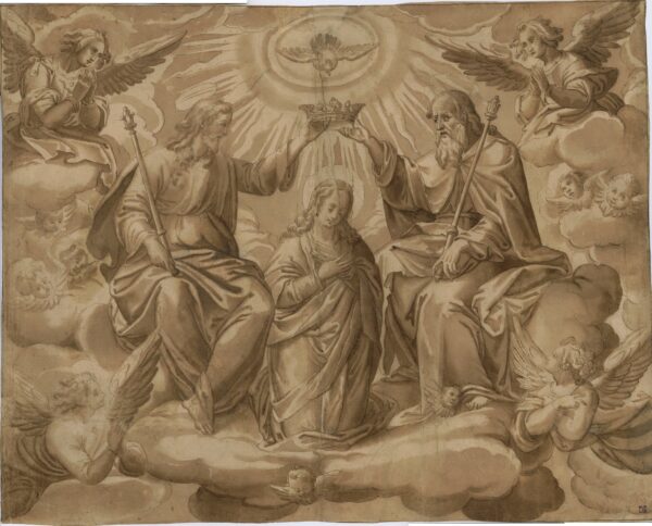 Dibujo en pluma y aguada sobre papel. Escuela de Pintura Española de los Siglos XVI XVII.