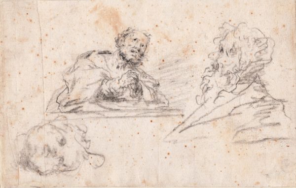Jean-Honoré Fragonard (círculo) - San Pedro y estudios varios. Dibujo de la Escuela Francesa del Siglo XVIII.