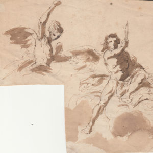 Jean-Honoré Fragonard - Estudio de ángeles. Dibujo de la Escuela Francesa del Siglo XVIII.
