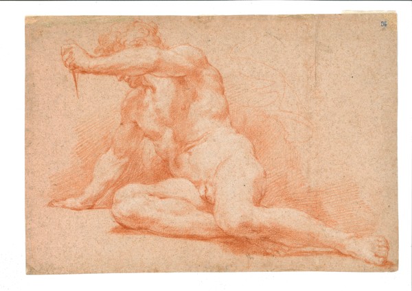 Nicolas Poussin (ATRIB) - Academia, hombre desnudo con puñal
